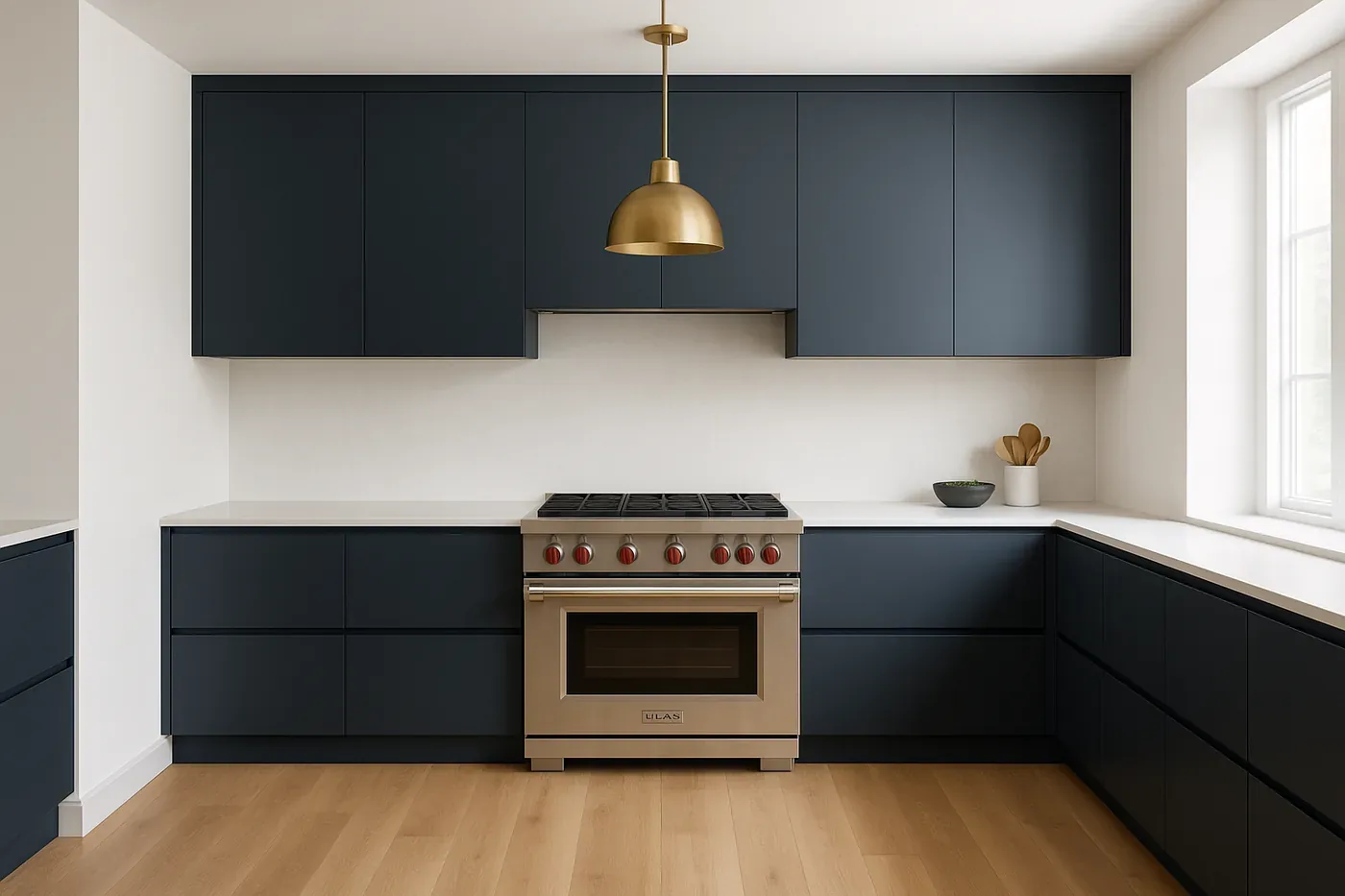 Alacena que llega hasta el plafón, con la campana integrada en el mueble